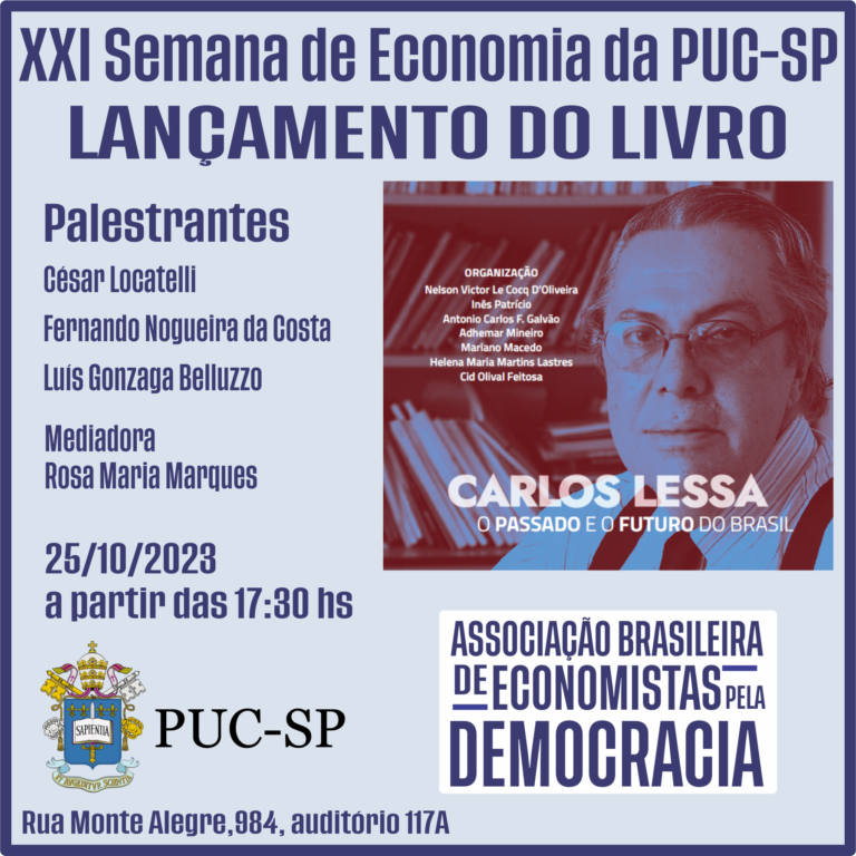 PUC SP e ABED lançam, em São Paulo, livro em homenagem a Carlos Lessa